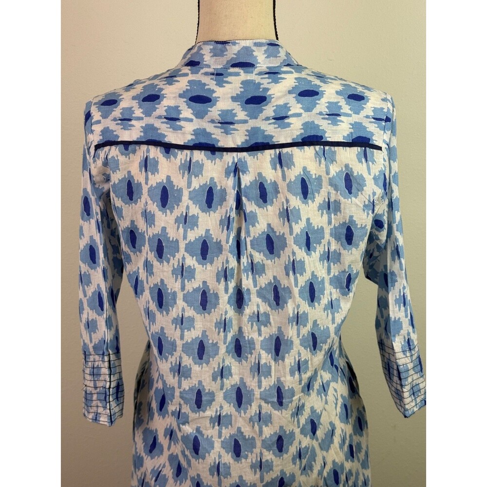 Dolma Women's Cotton Amelia Tunic Dress Blue Geometric Print Lightweight Small - Picture 5 of 11